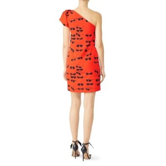 VICTORIA VICTORIA BECKHAM Red Printed Sunglasses One Shoulder Dress Size 4 - Picture 3 of 14